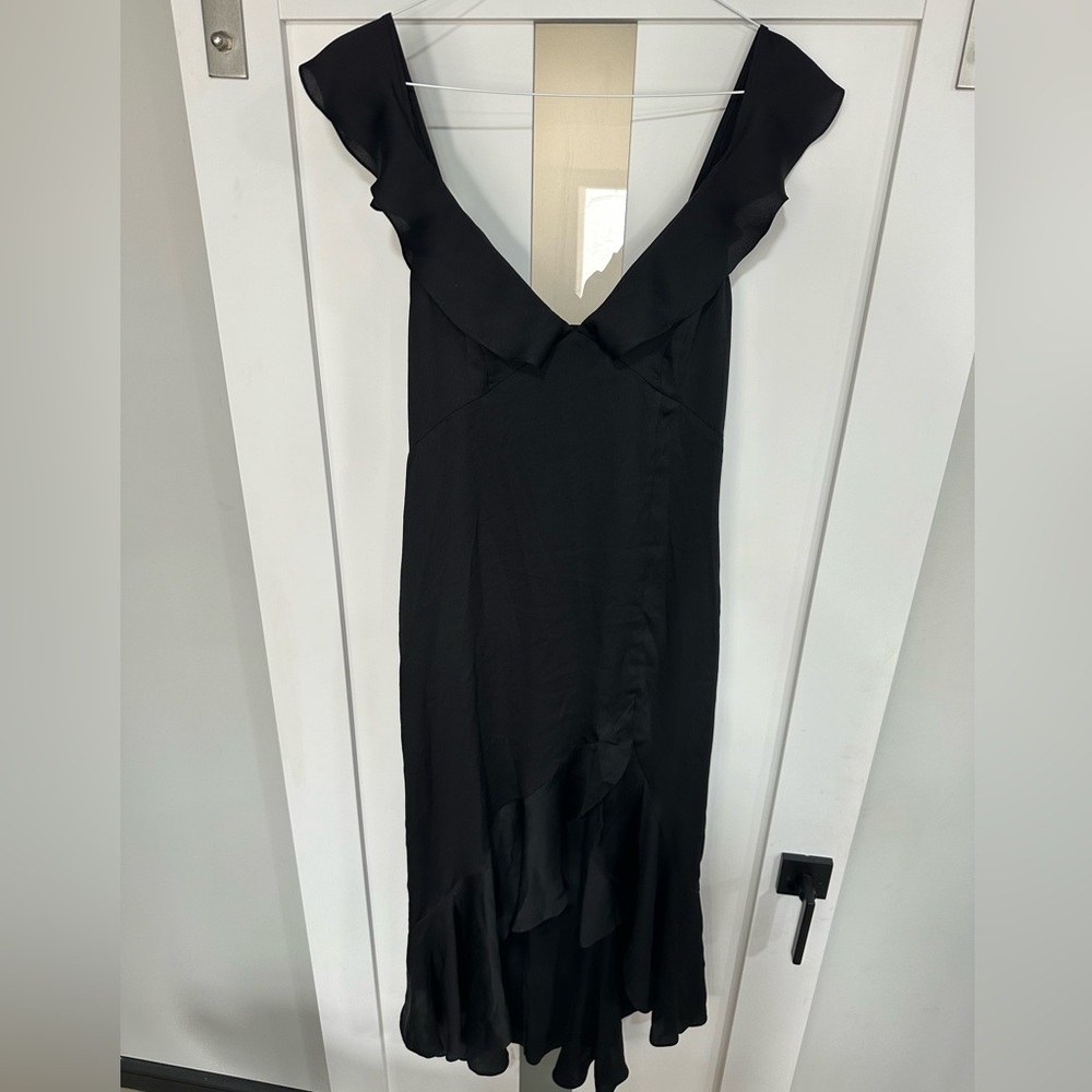 Express Fancy Silky Black High Low Dress Size 10